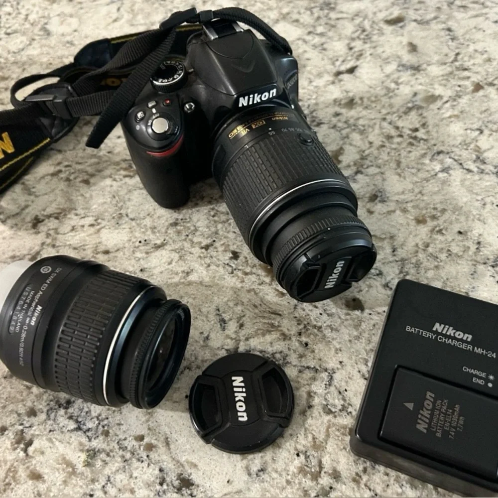 Nikon Black Digital Camera with Dual Lenses